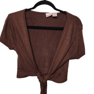 Xhilaration Women's Brown Open Front RayonBlend Short SleeveCardigan Wrap Size M